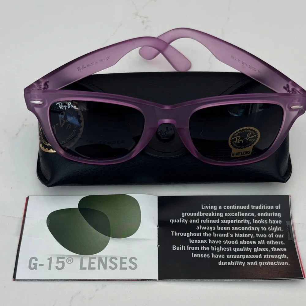 Ray‑Ban Purple Original Wayfarer Sunglasses with Case NWT - Picture 11 of 14
